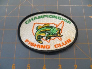 Vintage Fishing Patch - Championship Fishing Club - 4 1/4 x 3 inch