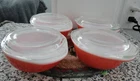 4 Vintage Pyrex 8oz. Flamingo Pink Casserole Dishes ~ 080 with Lids 980 - C
