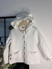 🐻Ted Baker White Hooded Jacket/Coat Girls 4-5 y Teddy Bear Ears🌹