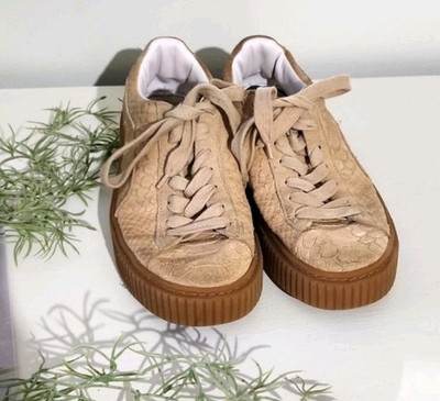 Puma Sneaker Women's Sz 8.5 Exotic Skin Reptile Embossed Chunky Metallic Leather