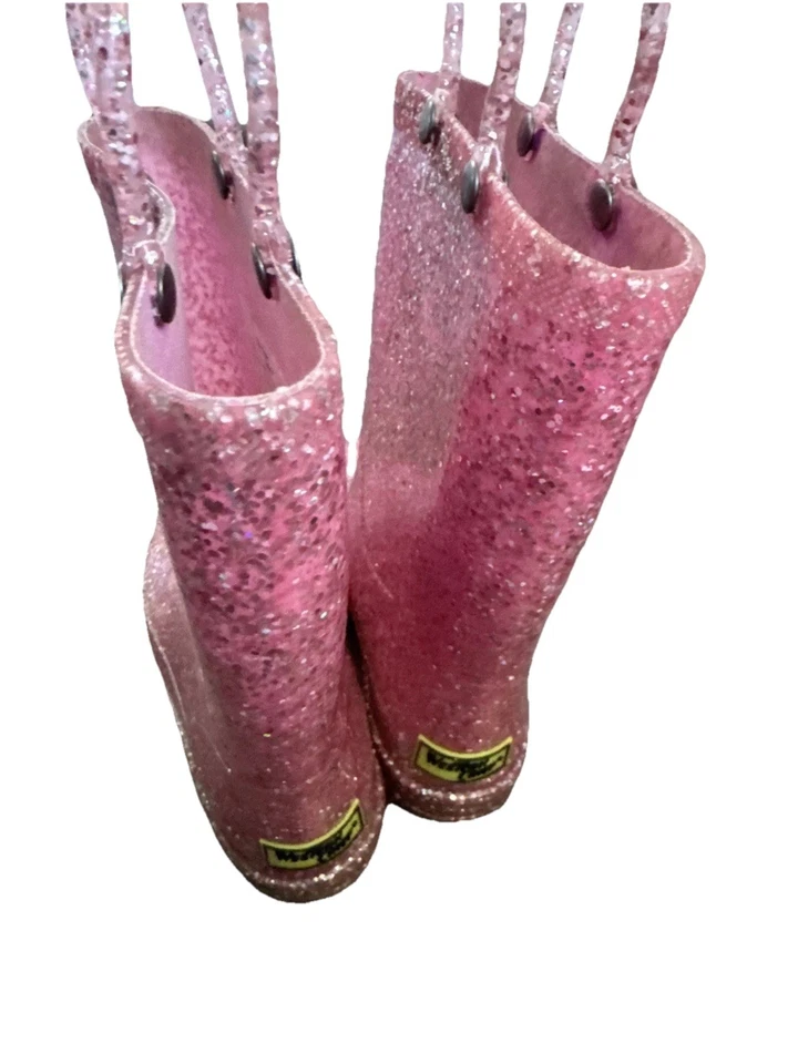Botas de chuva Western Chief tamanho 12 meninas crianças rosa brilhante PVC à prova d'água - Imagem 3 de 4