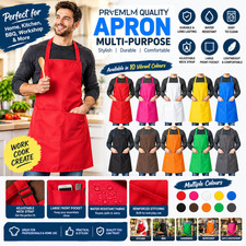 Kitchen Chef Bib Apron Cooking 2 Pockets Waterproof Butcher Catering Restaurant