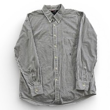 Tommy Hilfiger Mens XL Dark Blue White Striped Button Down Shirt Long Sleeve