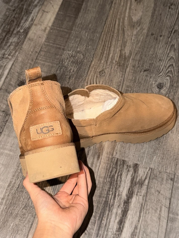 BOTA UGG MUJER ALINA ULTRA MINI PLATAFORMA TALLA US 5 GAMUZA CASTAÑO/LANA UE 36 Foto 4 de 4