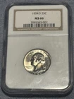 1954-S 25C Washington Quarter NGC MS 66 90% Silver NGC Graded MS 66 See Photos!!
