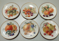 PM Moschendorf Bavaria 6 x Art Deco Obstteller mit Goldrand Obstmotiv D15,2cm