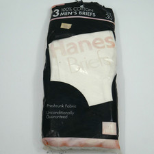 VTG  NEW  USA 1992 Hanes Pre-Shrunk Cotton Underwear Briefs 3 Pk 30