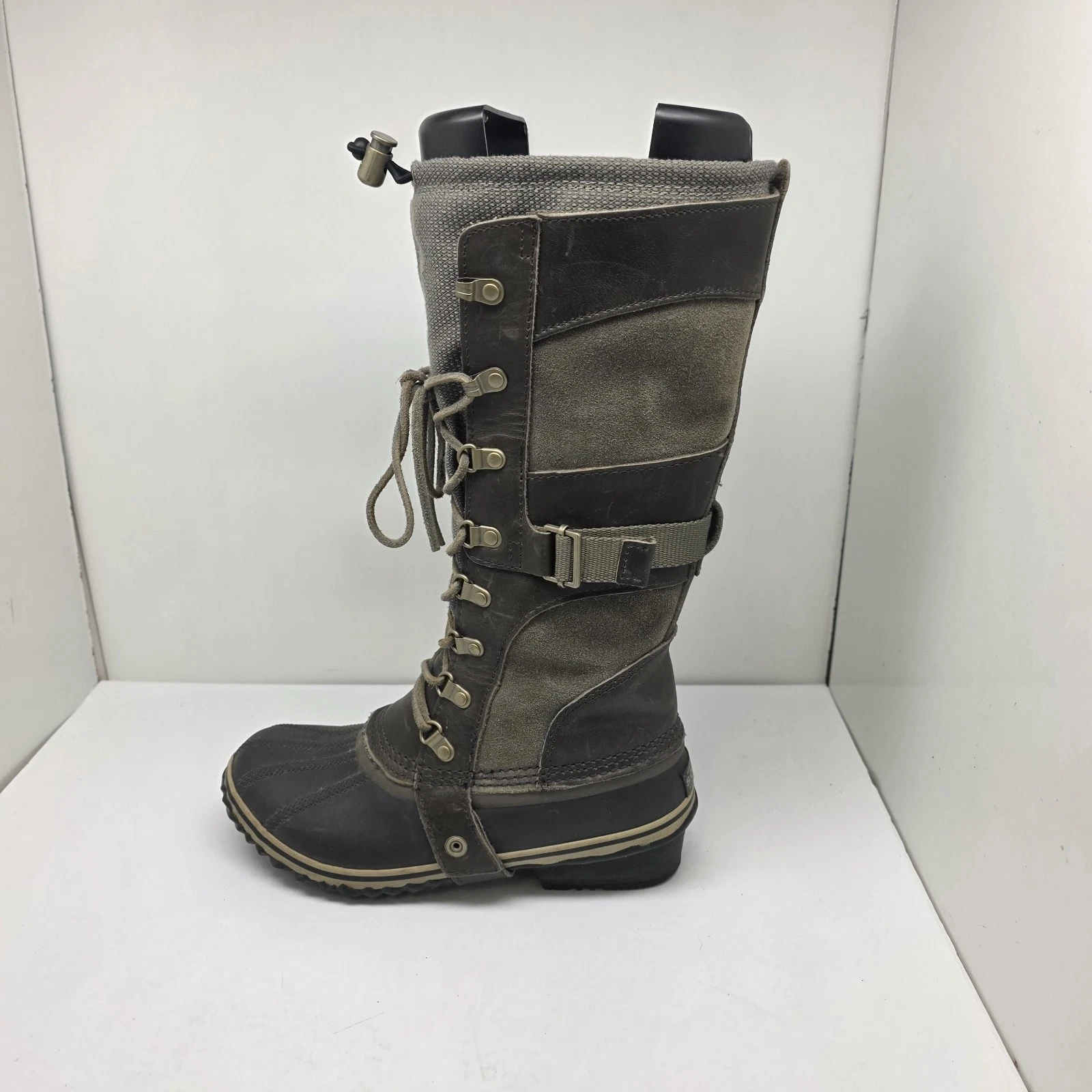 Sorel Conquest Carly Womens Tall Lace Up Waterproof Riding Leather Boots Size 7