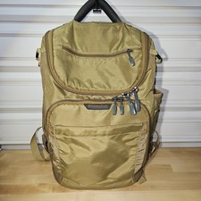Briggs & Riley Olive/Khaki Travel Backpack - Durable Nylon Multi-Compartment
