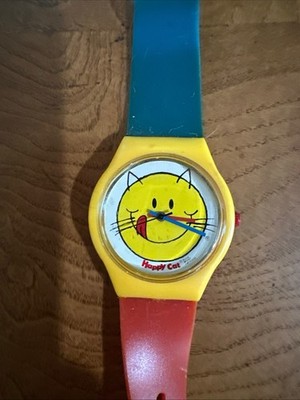 VTG Happy Cat Moist Cat Food Advertisement Watch Japan Movement New Battery Runs