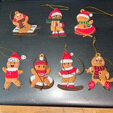 New Set of 7 Gingerbread Man Men Different Christmas Ornament Package Decoration
