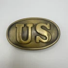 Antique Style Military Civil War US UNION Belt Buckle Oval SOLID Brass