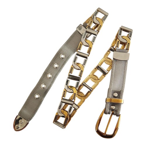 Cintura vintage maglia metallo tono oro/argento dettagli rete fibbia 33-37 vita