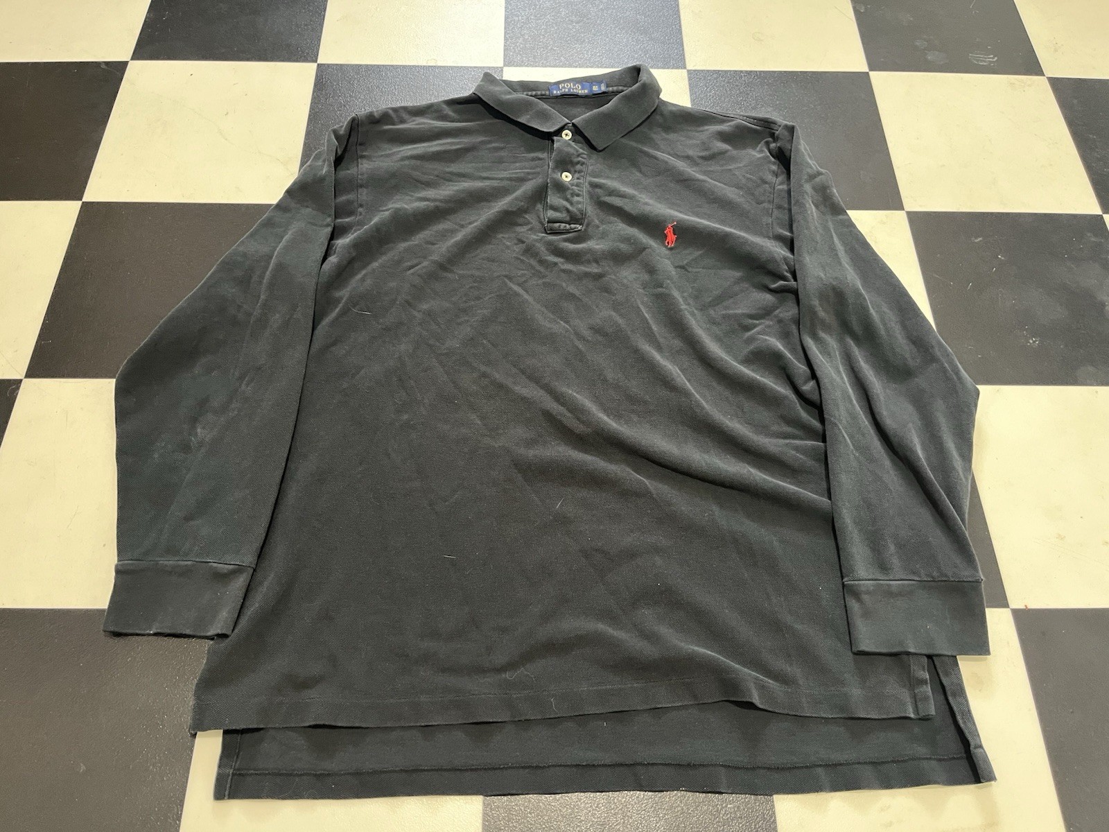 Polo Ralph Lauren camicia uomo XLT XL alta nera rossa pony preppy