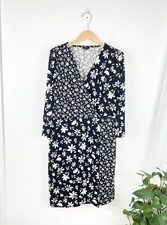 Talbots LP Black White Floral Long Sleeve Sheath Dress Women’s Large Petite 
