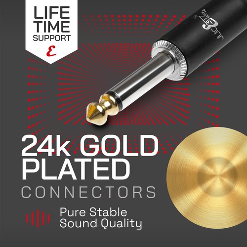 JuicEBitz® PRO Series Braided Guitar Cable 1/4" Angled Straight 6.35mm Jack Lead - Picture 24 of 64