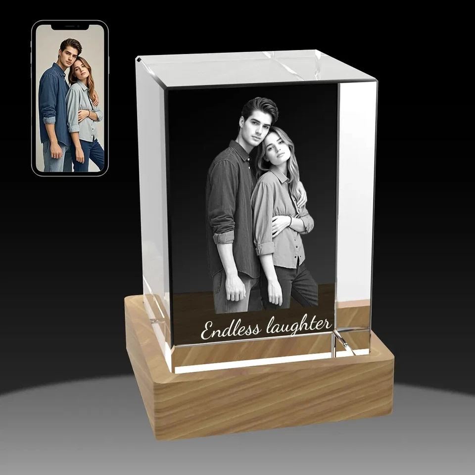 Regalos Fotográficos Cristal 3D Personalizados, Regalo Boda Cumpleaños Único Foto 2 de 4
