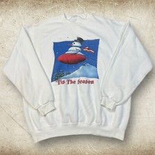 Vintage 90 s Tis The Season Snowman Graphic Sweatshirt Sz XL Holiday Christmas