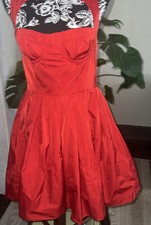 lulus BB dakota Cut-Out Bustier red sexy fit flare pinup Dress sz 8 NWT b