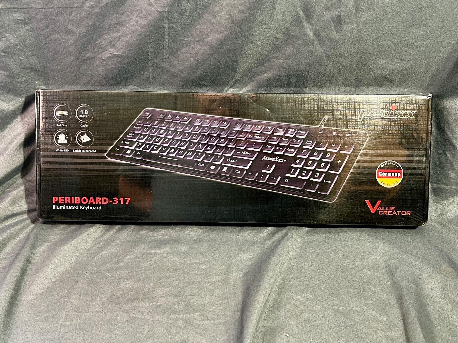Perixx PERIBOARD-317 Wired Illuminated USB Keyboard Big Letter - NEW SEALED