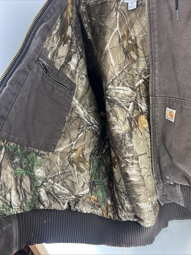 VINTAGE BRAUNER CARHARTT HOODIE MIT REALTREE FUTTER Detroit Santa Fe USA XL - Bild 9 von 9