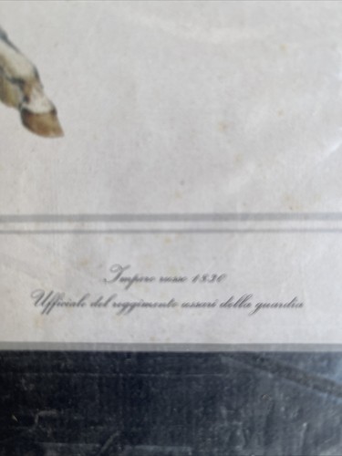 color print of 1830 Russian cavalry officer in uniform on white horse,11x14 Over - Picture 3 of 3
