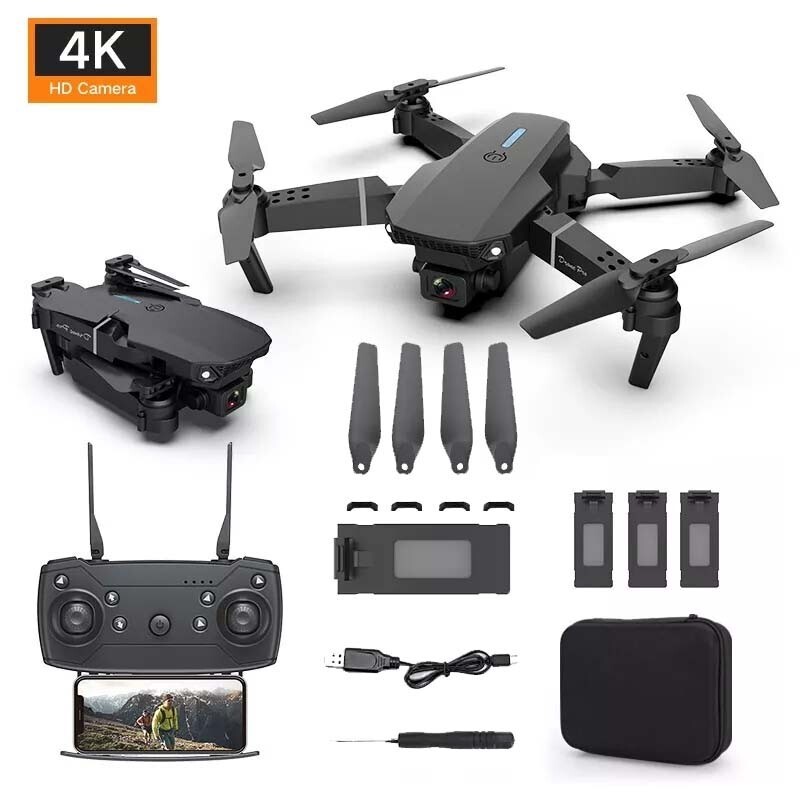 2025 4K HD Foldable Drone with Dual Camera WiFi FPV Remote Control 3 Batteries-image