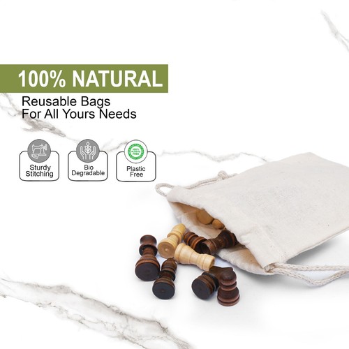 Bolsas de muselina de algodón de doble cordón 4""x6"" (color natural) - JUEGO DE 50 - Imagen 3 de 6