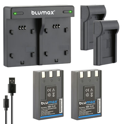 2x Akku + Lader für Canon NB-1LH IXUS 500 430 400 330 V3 V2 900 mAh (3,6V)