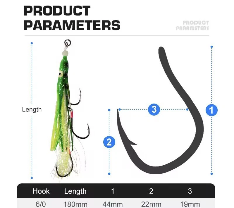 Ganchos de marcha de repuesto híbridos Octo Jigging lento 2 juegos de ganchos 6/0 Foto 2 de 4