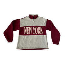 Vintage 90s New York Spellout Mens Large 1/4 Zip Pullover Sweatshirt VTG
