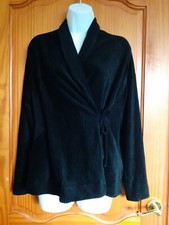 Gudrun Sjoden Black Velour Corduroy Kimono Style Cardigan Jacket Size S