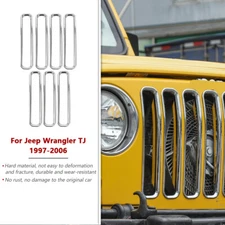 Chrome Front Grill Grille Insert Trim Decor Ring for 1997-2006 Jeep Wrangler TJ