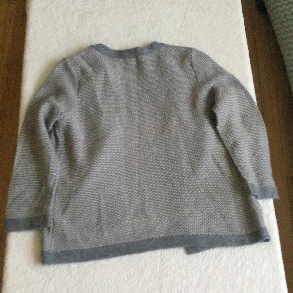 Cárdigan Merona Frente Abierto Suéter Gris Plata Brillante Metálico Vacaciones Talla Pequeña Foto 3 de 4