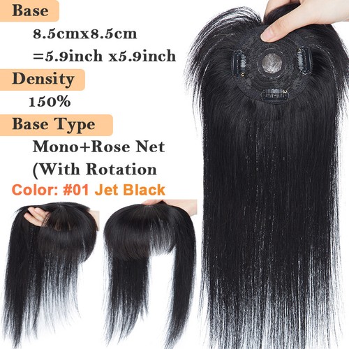 Topper 100% Human Hair Top Toupee Piece Clip in Hairpiece Indian Wig Women 6-20" - Picture 88 of 117