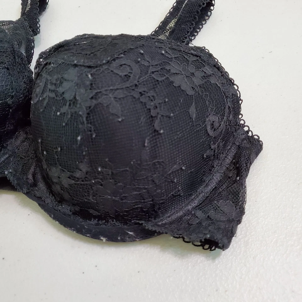 Sujetador Victoria Secret Mujer 32DD Negro Encaje Dream Angels Forrado Demi Ajustable Foto 2 de 4