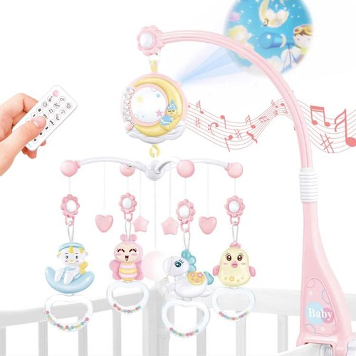 Baby Musical Crib Bed Bell Cot Mobile Stars Dreams Light Nusery Lullaby Toy New - Picture 3 of 13