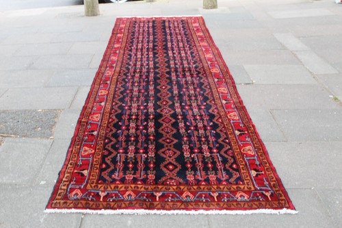 Vintage Traditional Hand Made Oriental Blue Wool Long Narrow Runner 543x124cm