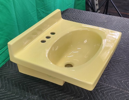 yellow bathroom sink ceramic original porcelain vanity cabinet - Picture 8 of 14