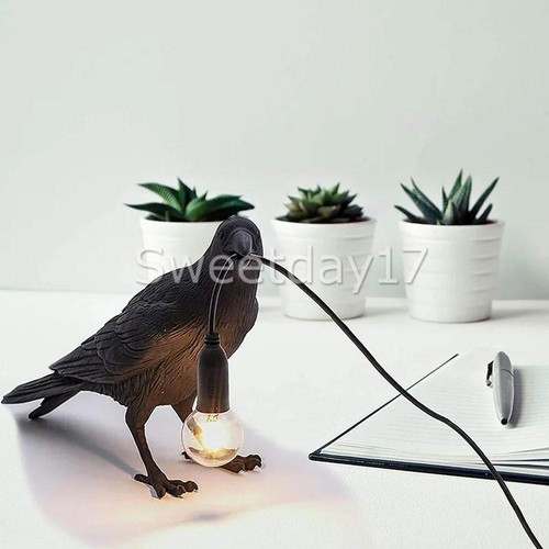 Style Raven Lamp Light Black Novelty Bird Crow Wall Desk Table lamp Decoration - Picture 6 of 11