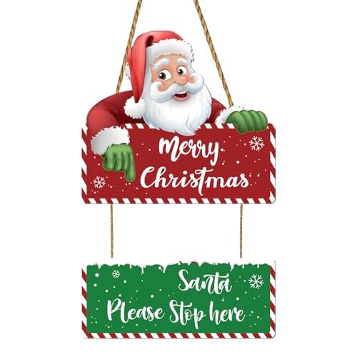 Christmas Door Decorations Merry Christmas Sign Cute Santa Claus Wall Decor - Bild 2 von 8