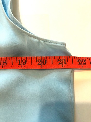 Blusa Elie Tahari Sin Mangas Alta-Baja Seda Azul Pastel Capas Botón Frontal Talla Lg - Imagen 10 de 11