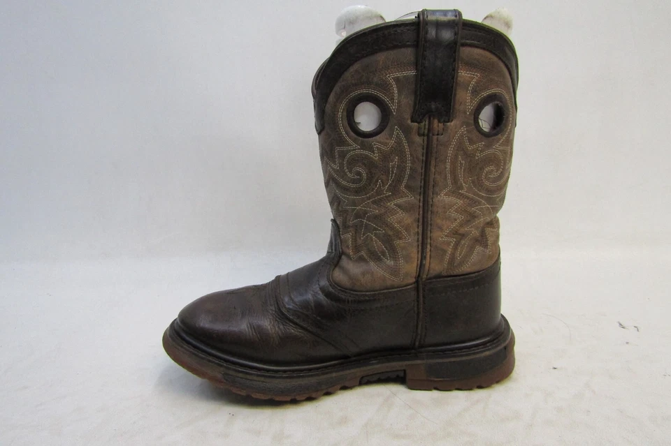 Botas de Vaquero Rocky Little Kids Jóvenes Talla 2 M Cuero Marrón Buckaroo Stockman Foto 2 de 4