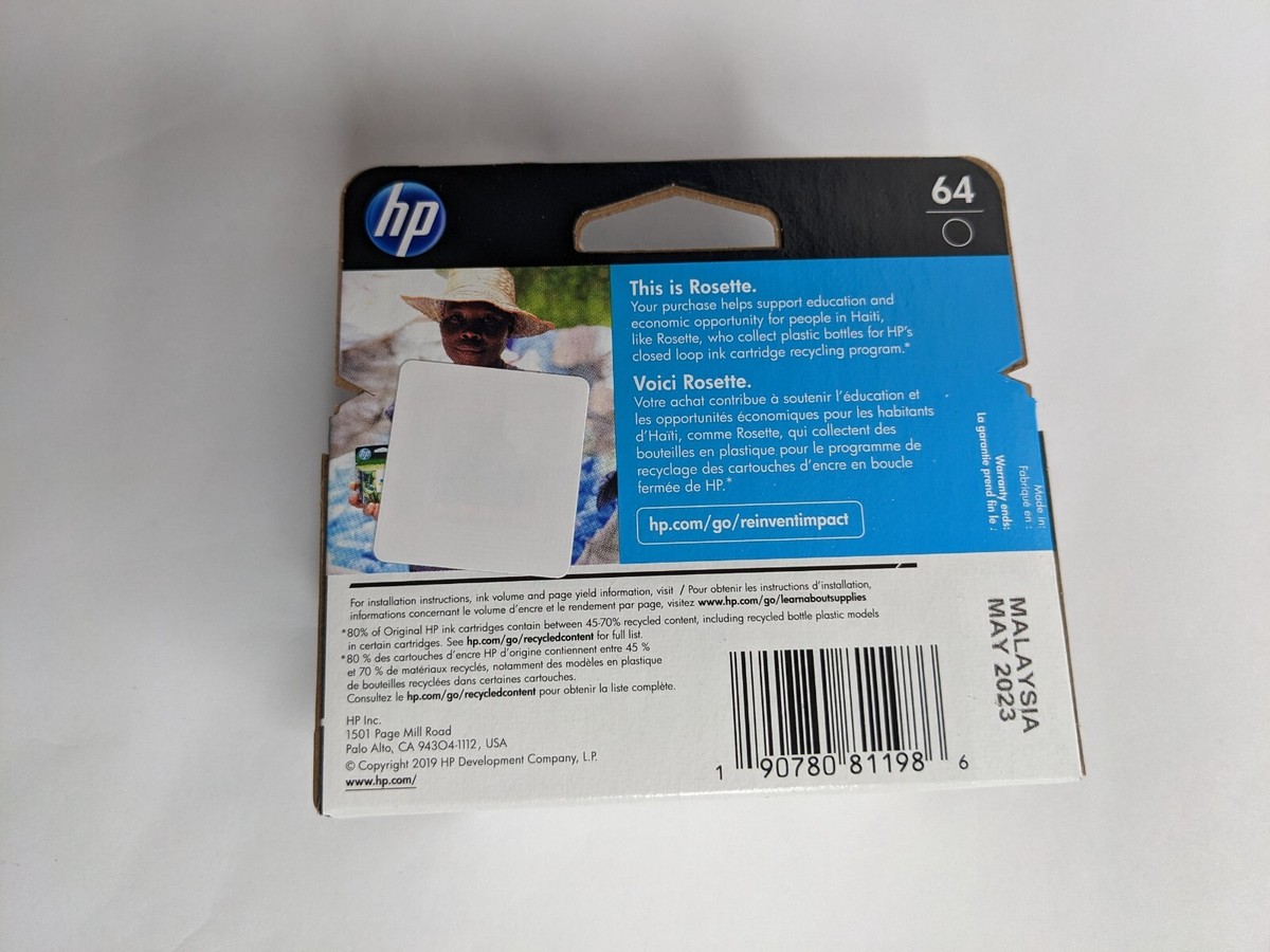 HP 64 Black Original Ink Cartridge, OEM - Expiration 5/23 - New