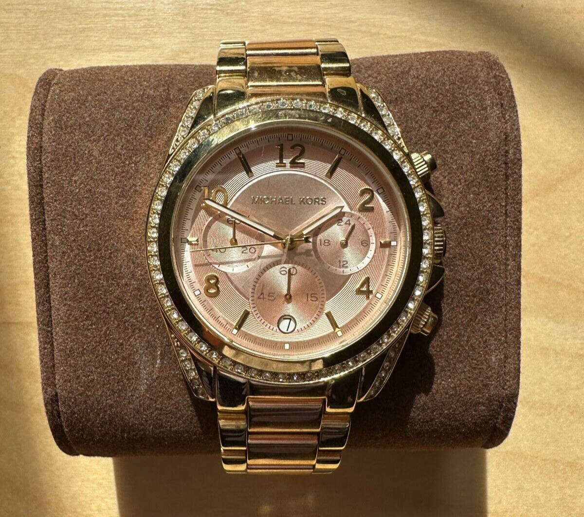 Michael Kors 5076 Watch Women Rose Gold Tone Chronograph 