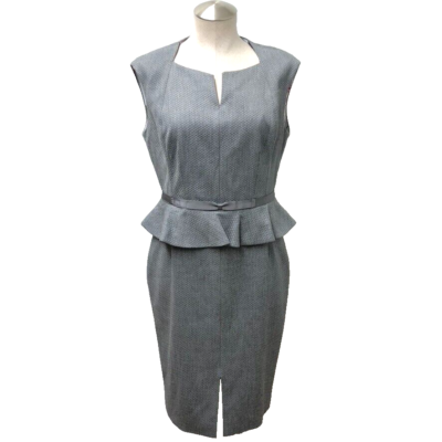Ted Baker Peplum Dress Womens 3 12 Gray Sleeveless Business Career Office