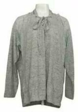 Belle Kim Gravel Hacci Hooded Tie Front Sweatshirt-Heather Gray-Medium-A343347