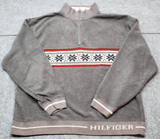 Tommy Hilfiger Sweater Mens M Gray 1/4 Zip Nordic Fair Isle Long Sleeve Pullover