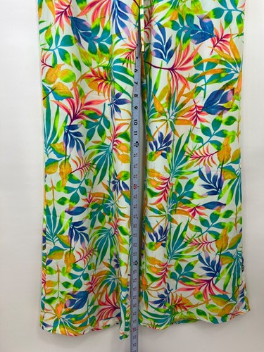 Ashley By 26 International White Floral Tropical Beach Pants Stretch Size L - Picture 7 of 12