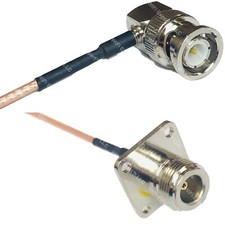 RG316 BNC MALE ANGLE to N FLANGE FEMALE RF Cable Rapid-SHIP LOT